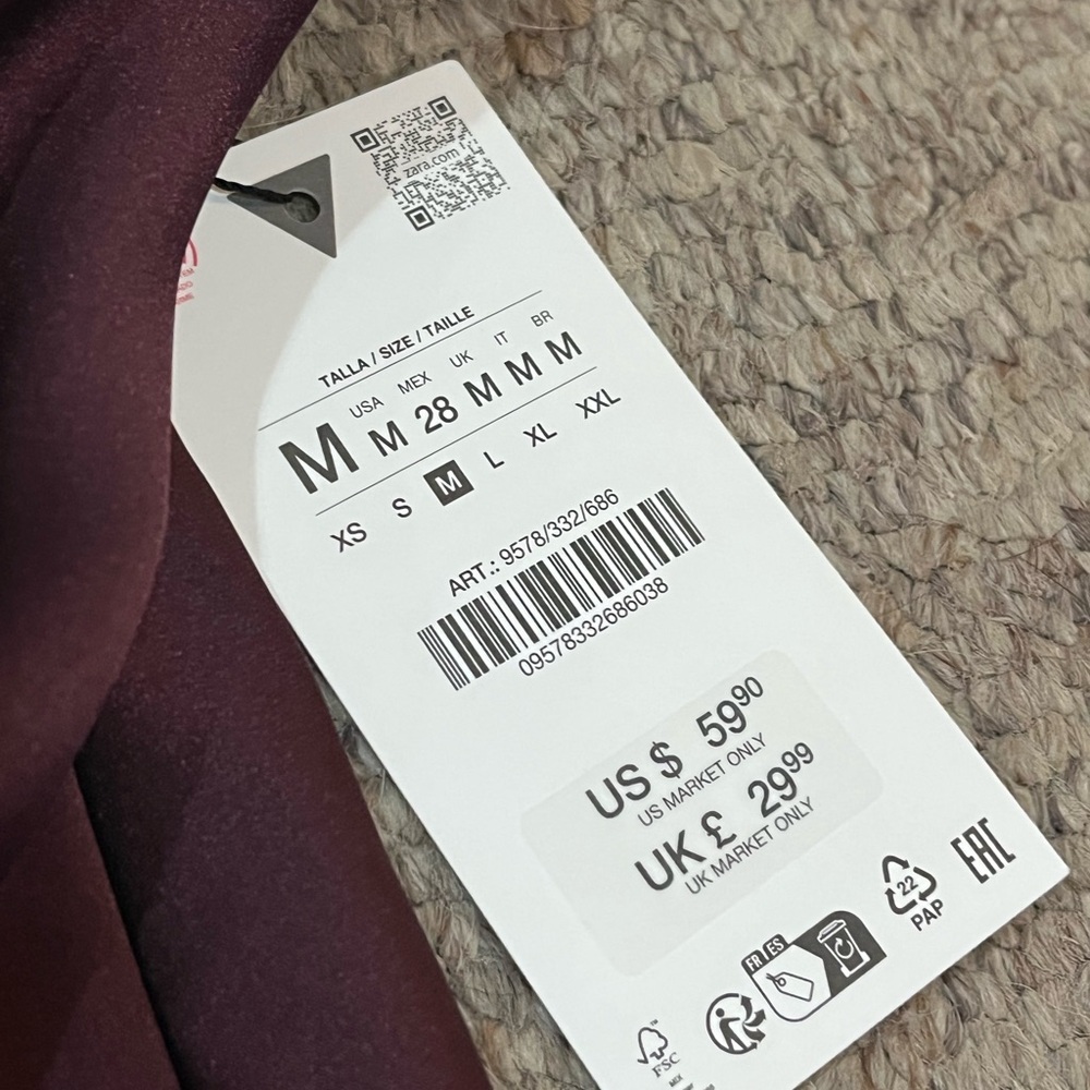 Zara Medium Burgundy Backless Dress (NWT) - Picture 3 of 7